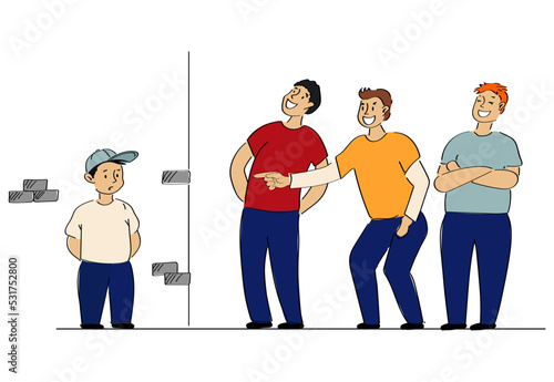 A group of teens bullying a boy.