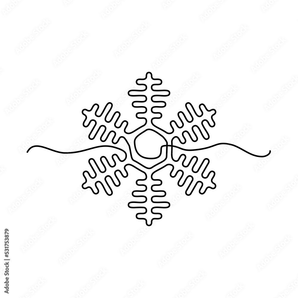 Snowflake Continuous Illustration, One Line Snow flake Snowflake Continuous Illustration, One Line Snow flake