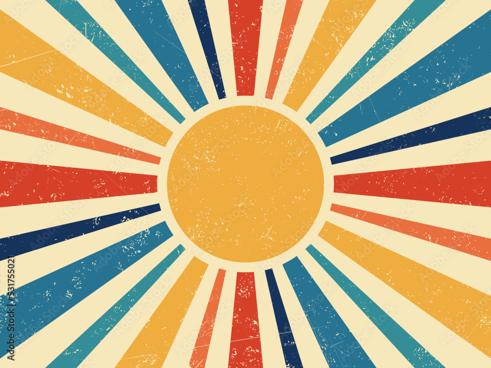 Retro sun burst vintage banner background vector.  - obrazy, fototapety, plakaty 