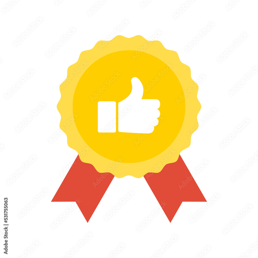 Quality badge icon vector. Medal and ribbon flat Illustration. Quality badge icon vector. Medal and ribbon flat Illustration.