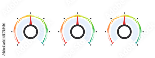 Dial scale. Satisfaction indicator. Performance measurement client satisfaction. Vector illustration