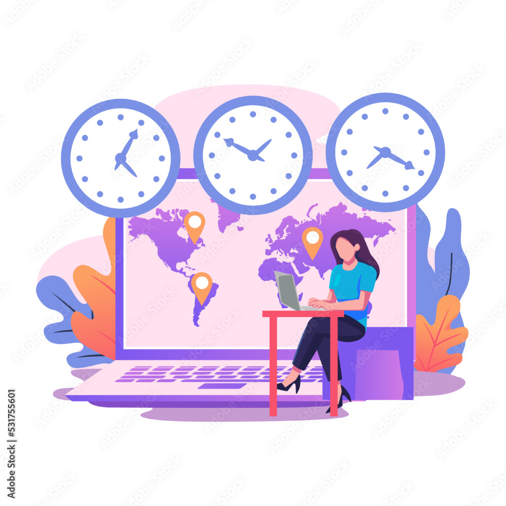 Time zones flat style illustration design Time zones flat style illustration design