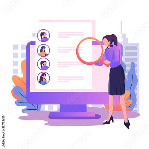 Virtual job fair flat style illustration design