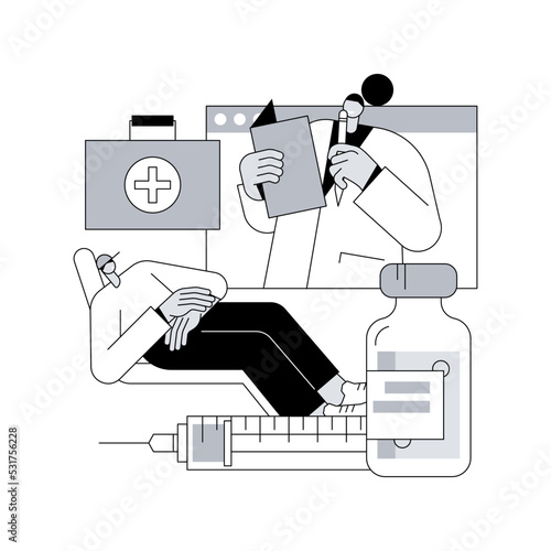 Online therapy abstract concept vector illustration. Online counseling, mental health amid coronavirus quarantine, psychological help, self isolation, social distancing abstract metaphor. photo