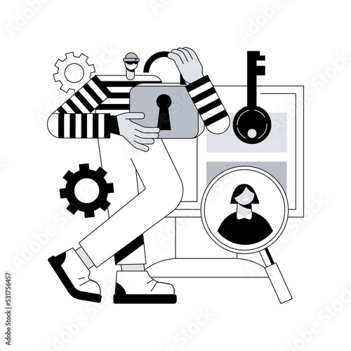 Doxing abstract concept vector illustration. Gathering online information, doxing attack, hacking private data, social engineering, publishing identity info, hacking practice abstract metaphor.