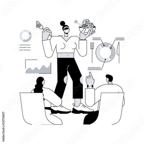 Health and nutrition workshop abstract concept vector illustration. Healthy eating workshop, nutrition habits corrective, preventive children care, learn cooking, losing weight abstract metaphor.