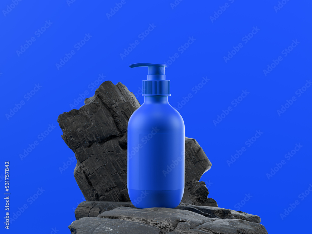 Cosmetic bottle mock up. Minimal box on rock. Cosmetic bottle mock up. Minimal box on rock.