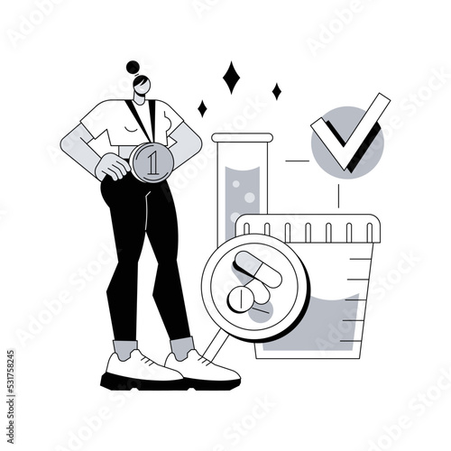 Performance drugs abstract concept vector illustration. Performance enhancing substances drugs, doping urine test, human growth hormone, anabolic steroids, take pills injections abstract metaphor.