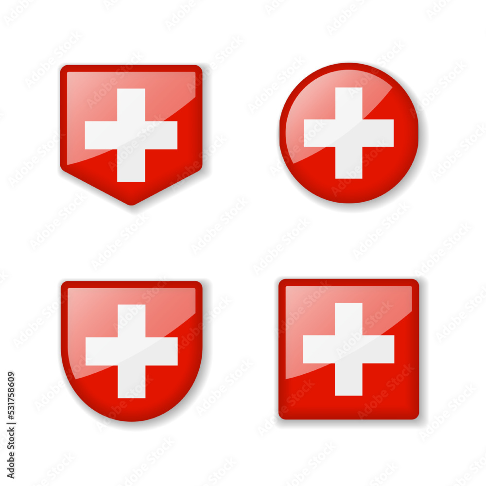 Flags of Switzerland - glossy collection. Flags of Switzerland - glossy collection.