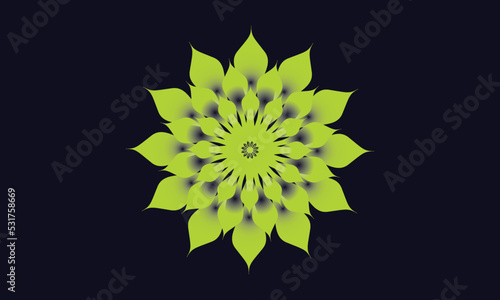 Green color mandala, background, 3d flower  wallpaper image vector  vintage abstract Iliustration 