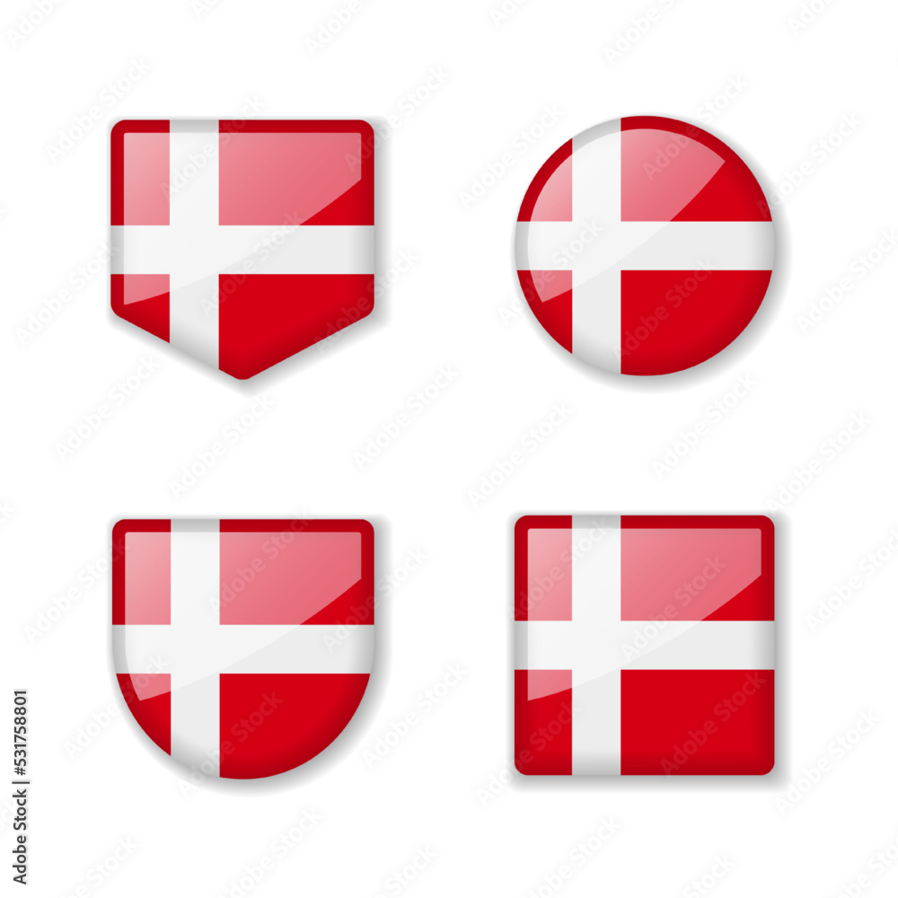 Flags of Denmark - glossy collection. Flags of Denmark - glossy collection.