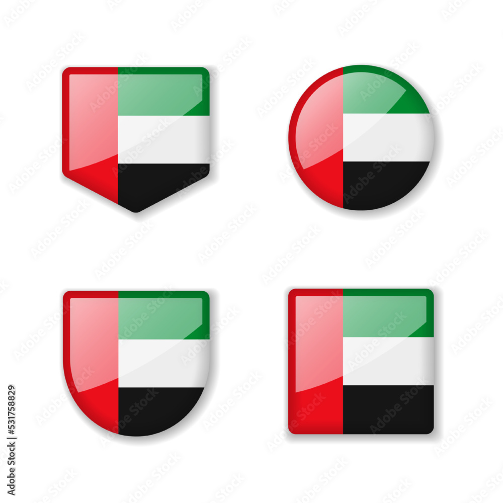 Flags of United Arab Emirates - glossy collection. Flags of United Arab Emirates - glossy collection.