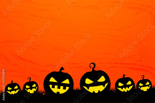 halloween background copy space with scary funny pumpkins jack o lantern