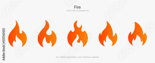 Obraz na plátně Flat fire flames icons collection