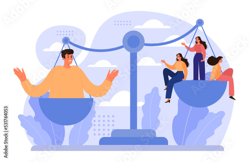 Gender inequality concept. Women social imparity problem