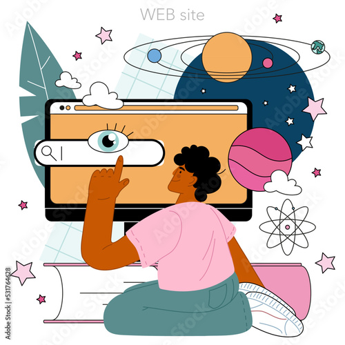 Astrophysicist online service or platform. Scientist studying