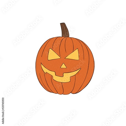 Scary pumpkin jack - happy halloween - freehand watercolor illustration