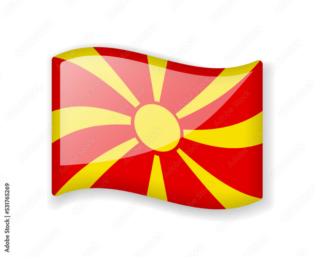 Macedonia flag - Wavy flag bright glossy icon.
