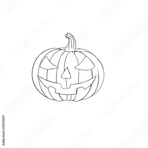 Halloween pumpkin icon. . Autumn symbol. Flat design. Halloween scary pumpkin with smile, happy face. squash silhouette isolated on white background. Cartoon colorful illustration.