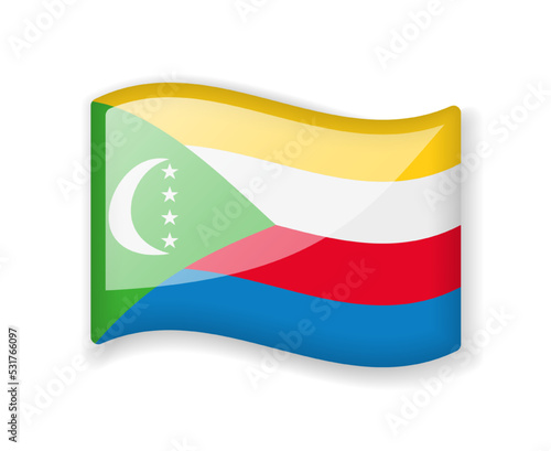 Free Download Comoros flag - Wavy flag bright glossy icon. - GFXLoad
