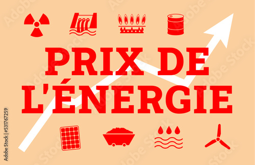Prix de l'énergie sous forme de police avec icônes 