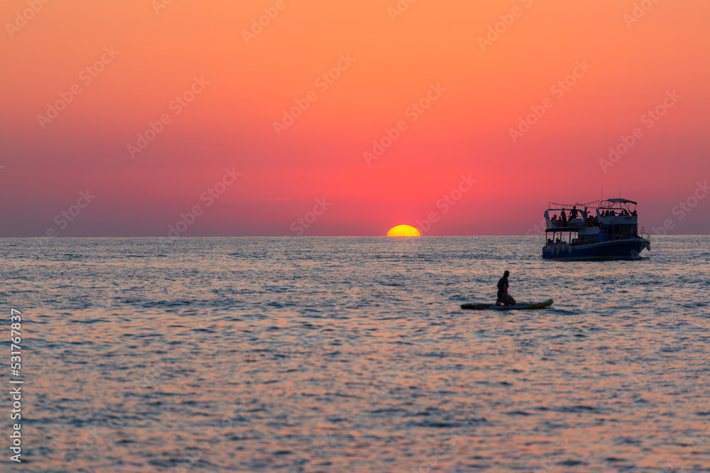 Fototapeta premium Mirage sunset over the Black Sea, Batumi