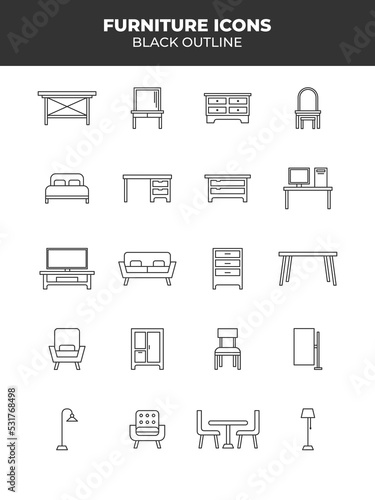 furniture icons set