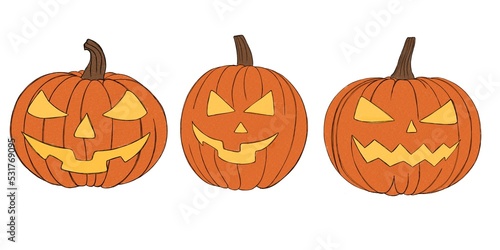 Set pumpkin on white background. Orange pumpkin with smile for your design fo...