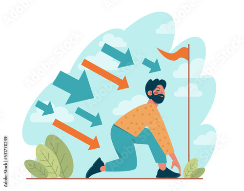 Stimulus concept. Character motivation boost, moving forward