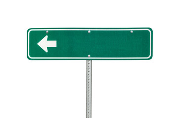 Blank green arrow sign isolated.