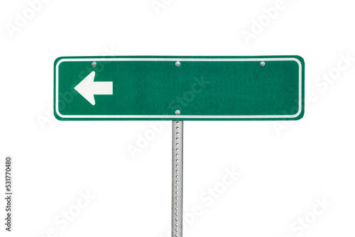 Blank green arrow sign isolated.