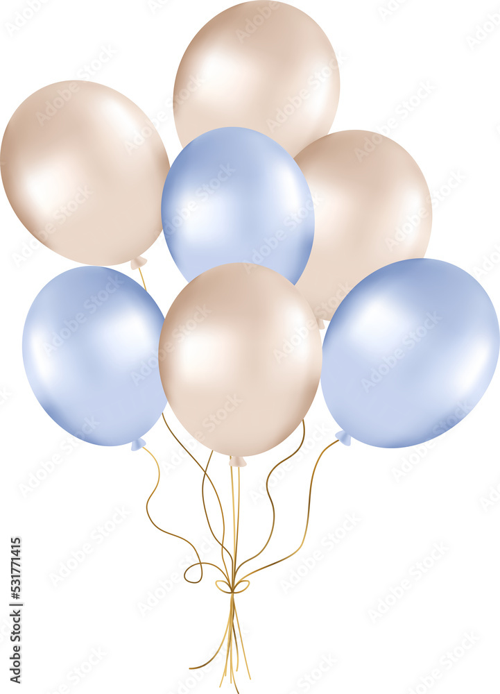 Bunch of pearl balloons in gold and blue tones. Balloons for party decorations Bunch of pearl balloons in gold and blue tones. Balloons for party decorations