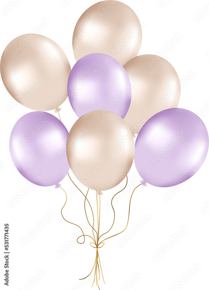 Bunch of pearl balloons in gold and violet tones. Balloons for party decorations Bunch of pearl balloons in gold and violet tones. Balloons for party decorations