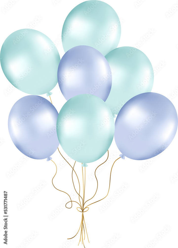 Bunch of pearl balloons in blue and green tones. Balloons for party decorations Bunch of pearl balloons in blue and green tones. Balloons for party decorations