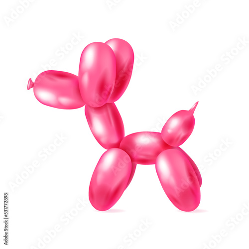 Animal balloon colorful pink dog poodle illustration isolated on white background