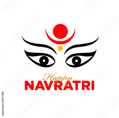 Happy Navratri Greetings with Durga face illustration. photo