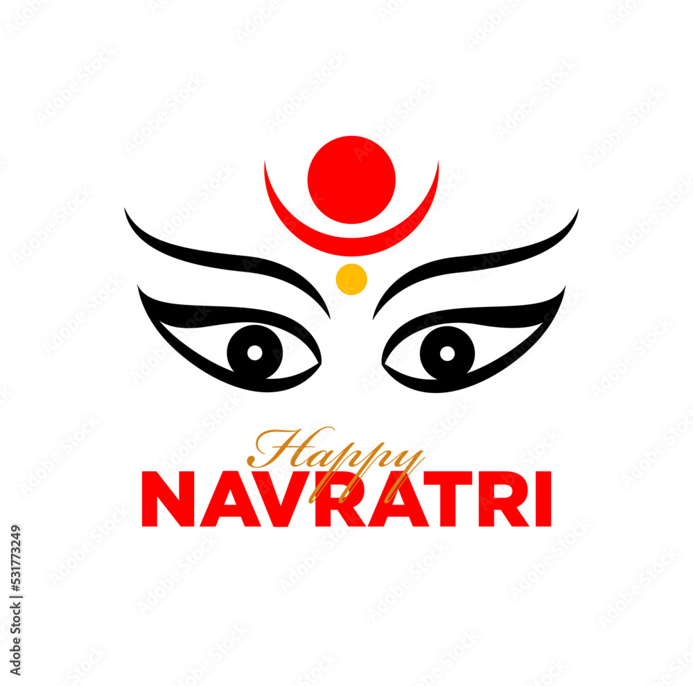 Happy Navratri Greetings with Durga face illustration. Happy Navratri Greetings with Durga face illustration.