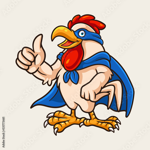 cartoon super chicken giving a thumbs up