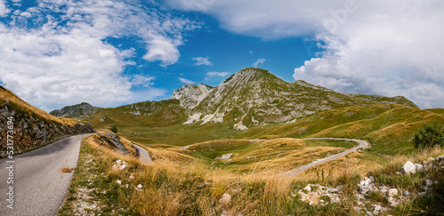 Summer mountain Durmitor panoramic road  Sedlo pass  Montenegro.