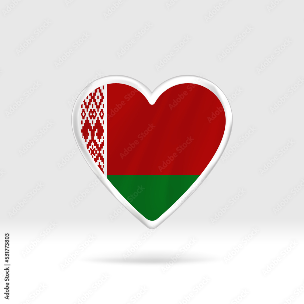 Heart from Belarus flag. Silver button star and flag template. Easy editing and vector in groups. National flag vector illustration on white background. Heart from Belarus flag. Silver button star and flag template. Easy editing and vector in groups. National flag vector illustration on white background.