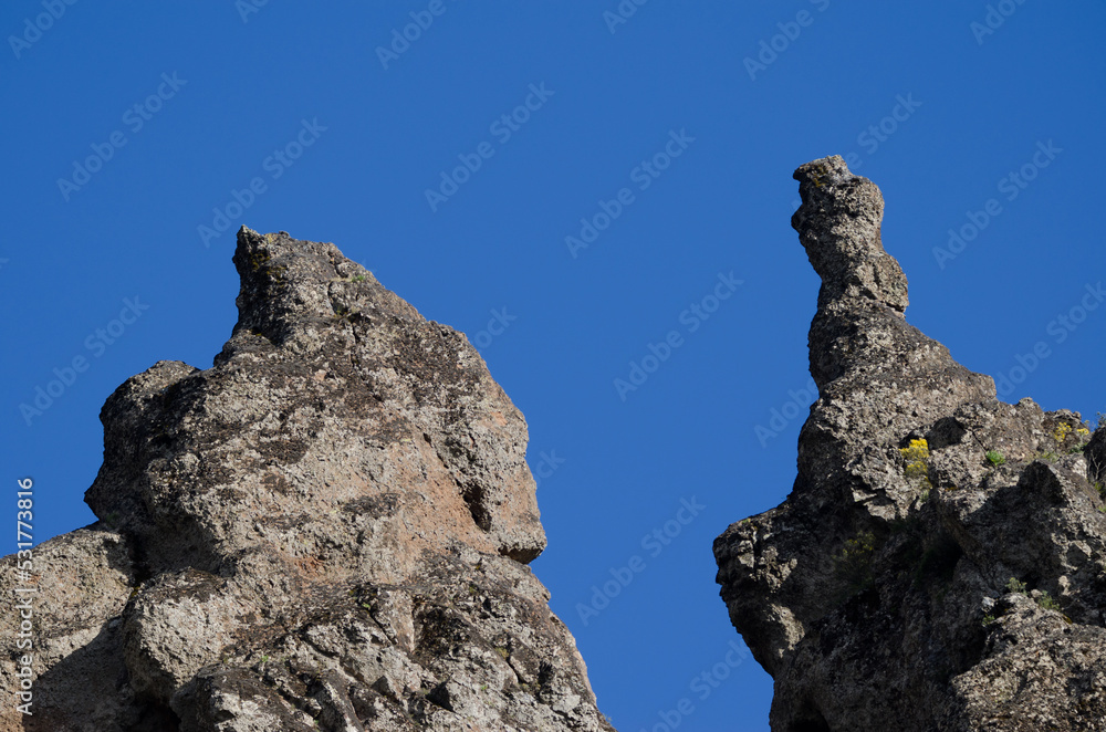 Rocky cliff in The Nublo Rural Park. Tejeda. Gran Canaria. Canary Islands. Spain.