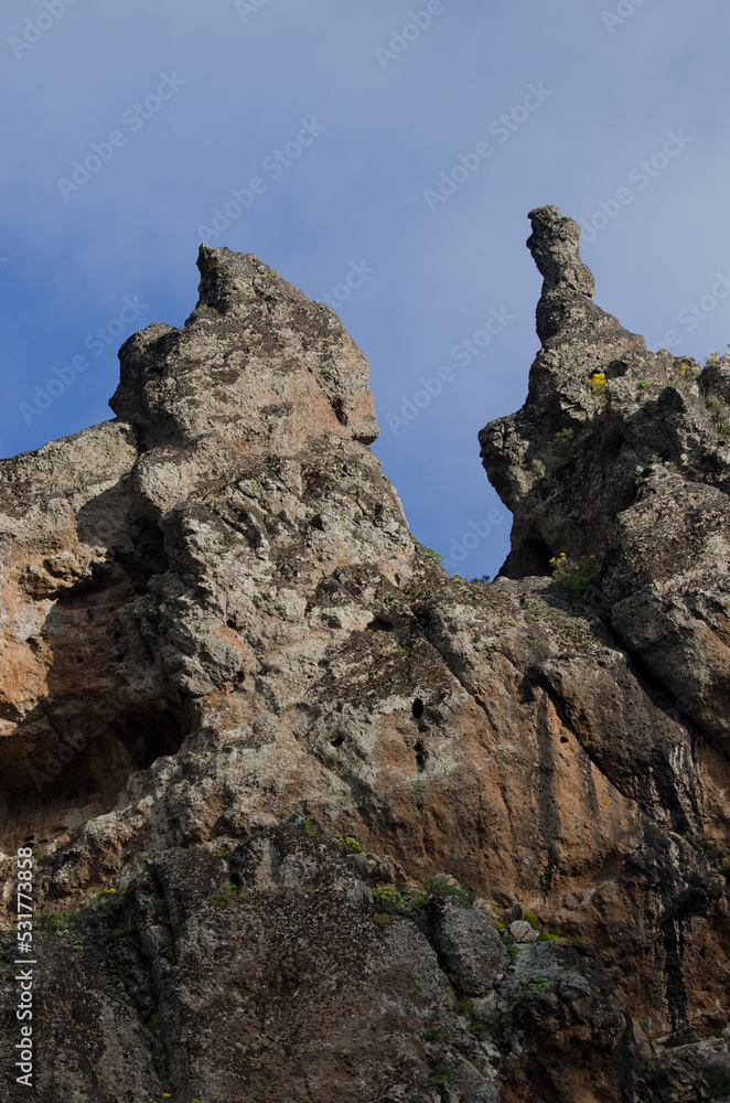 Rocky cliff in The Nublo Rural Park. Tejeda. Gran Canaria. Canary Islands. Spain. Rocky cliff in The Nublo Rural Park. Tejeda. Gran Canaria. Canary Islands. Spain.