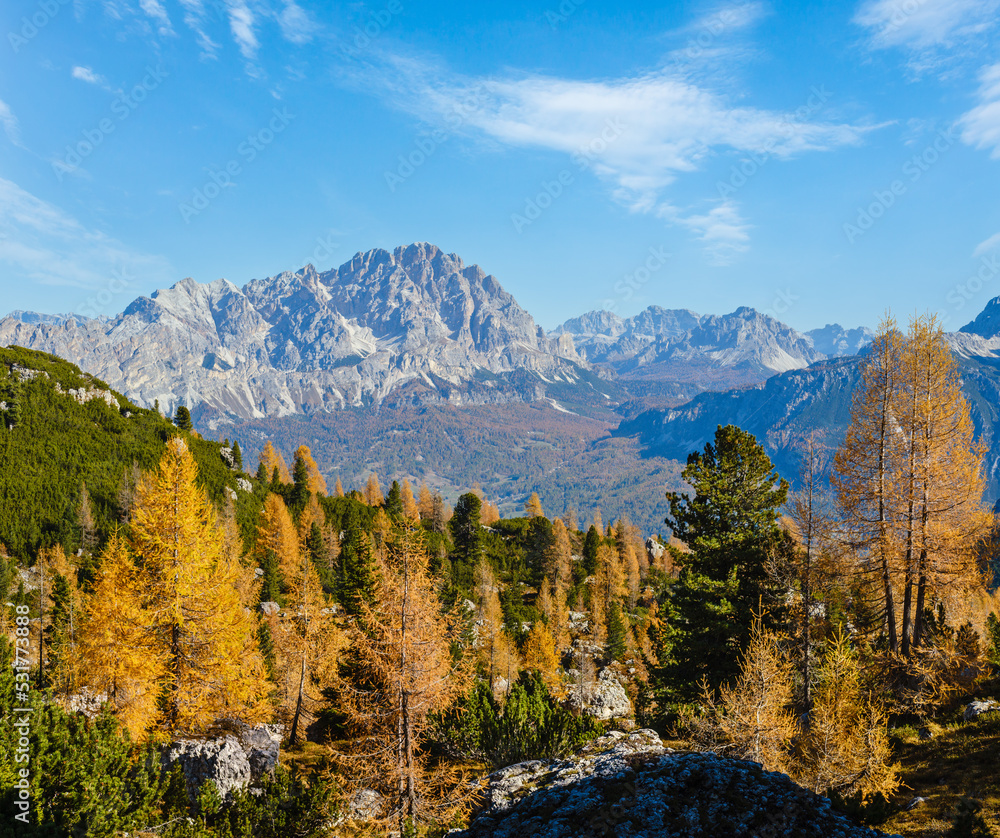 Autumn Dolomites mountain rocky view, Sudtirol, Italy