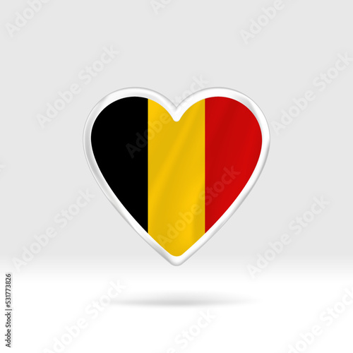 Free Download Heart from Belgium flag. Silver button star and flag template. Easy editing and vector in groups. National flag vector illustration on white background. - GFXLoad