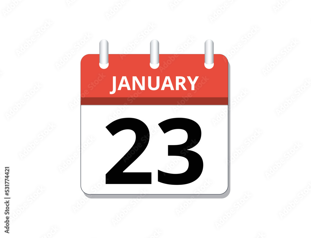 January, 23rd calendar icon vector January, 23rd calendar icon vector