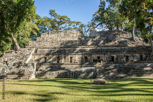Temple at the Acropolis at the Copan Mayan Ruins, Copan Ruinas, Honduras photo