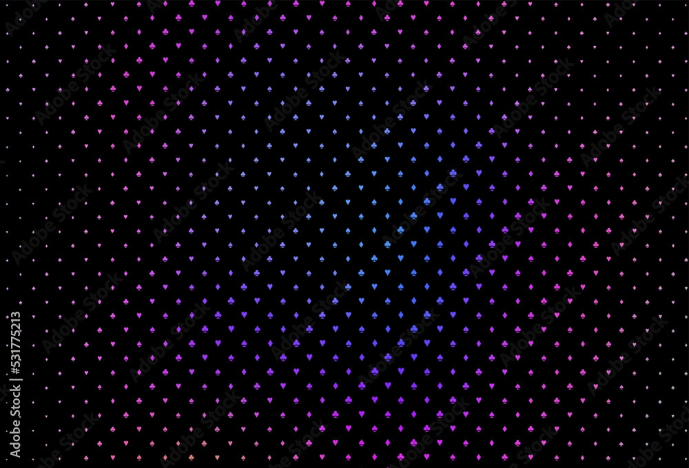 Fototapeta premium Dark pink, blue vector template with poker symbols.