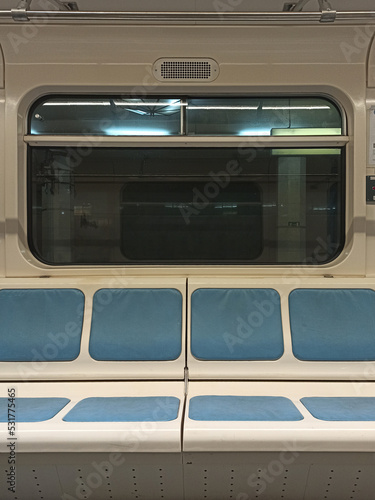 The window of the train in the subway