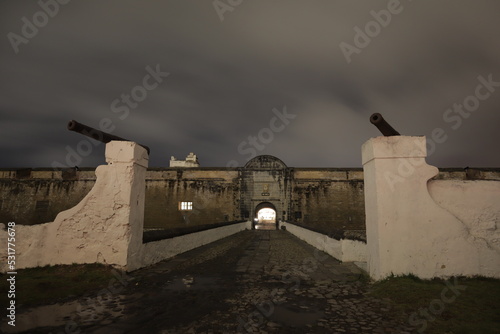 night photo of the fortress of san carlos in perote veracruz photo