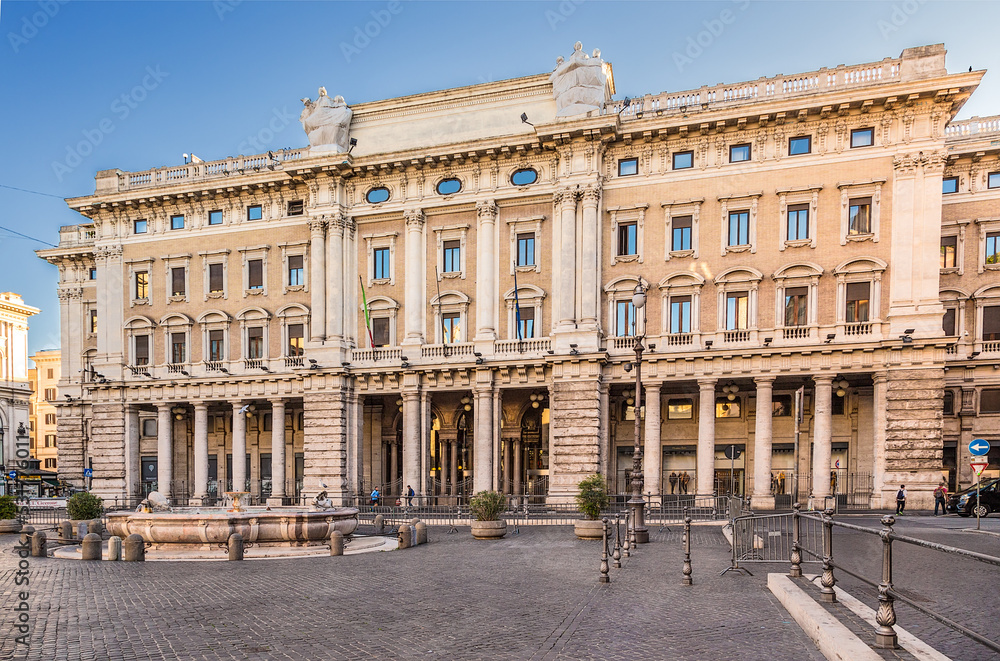 Rome, Italy. Facade of the administrative building on the Column Square